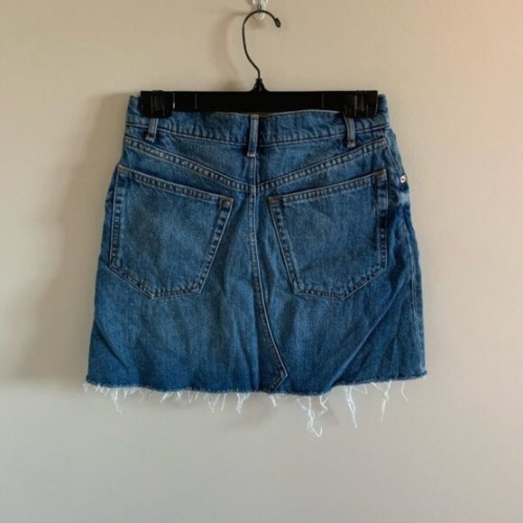 Zara Premium Denim Collection Raw Hem Jean Skirt - Picture 8 of 9